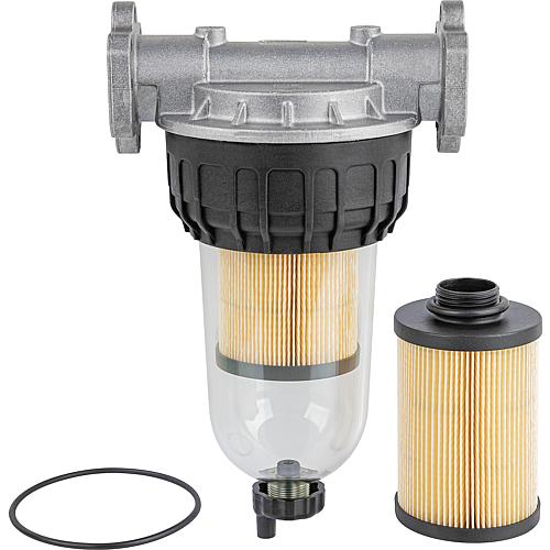 Replacement filter with transparent container