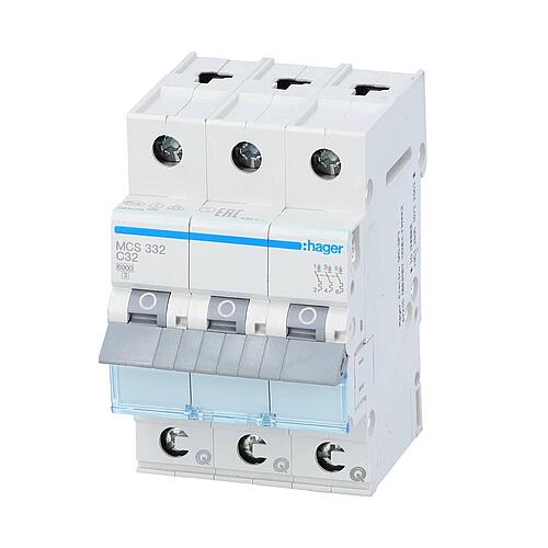 Circuit breaker Hager 3p,C32A,6kA,MCS332,QuickConnect