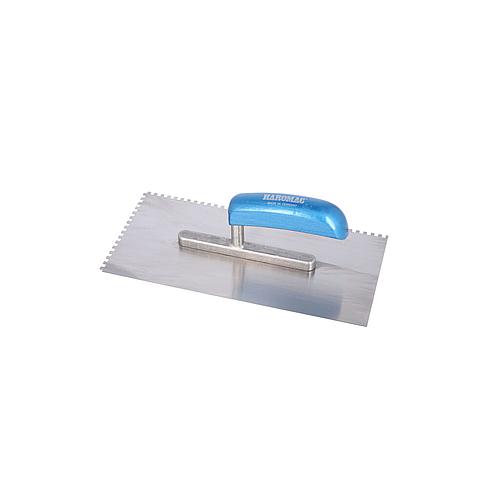 Truelle a lisser HAROMAC 4x4 dentee 280 mm, acier trempe manche bleu