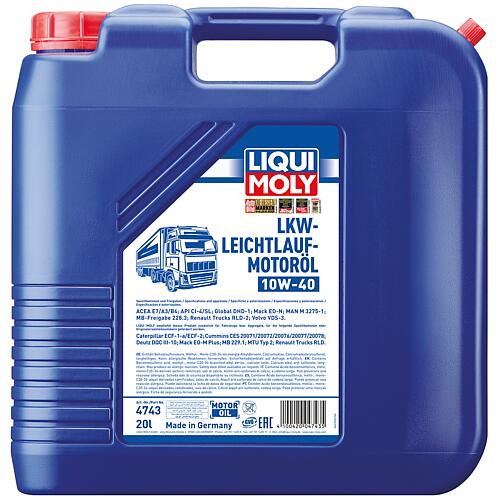 Low-viscosity engine oil (truck) LIQUI MOLY 10W-40, 20l canister