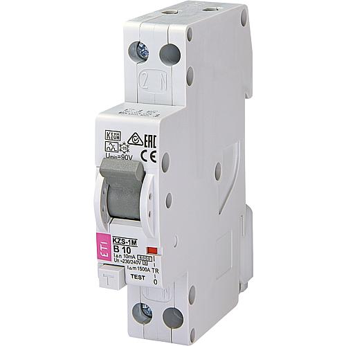 FI/LINE PROTECTION switch KZS-1M,1-pole+N in 1 TE, B10A, 10mA, 6kA