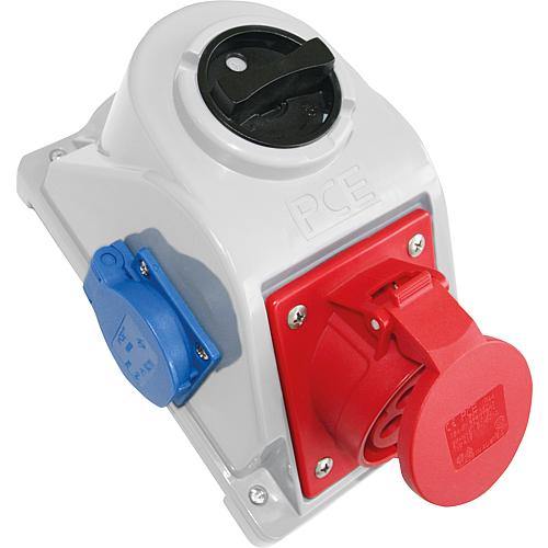Wall socket Combopol PCE 16A, 5p, with 1 earthed socket
