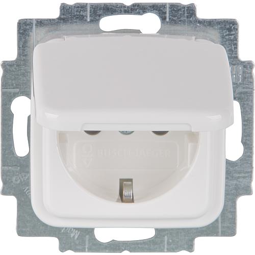 Prise SCHUKO encastré Busch-Jäger IS couvercle a clapet 20 EUKB-214, blanc alpin, 1 pc