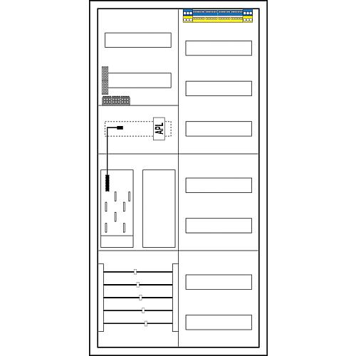 Komplettschrank F-Tronic EHZ54A-DS, 1-Zählerplatz eHZ , 1 Verteilerfeld 7-reihig