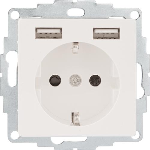 Earthed socket outlet with USB and child protection Merten System M, polar white glossy 1 piece