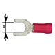 Cable lug in a pronged shape, red, insulated