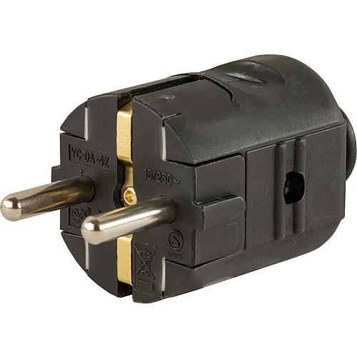 Earth contact plug 2-pin - black 16A - 250 V