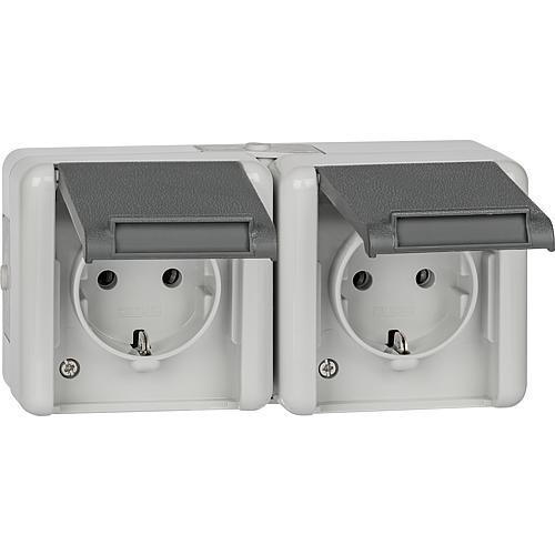 Socket, 2-gang, horizontal Jung 8220 W / WG 800