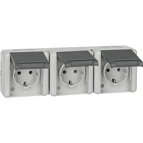 Surface-mounted 3-way socket, horizontal Standard 1