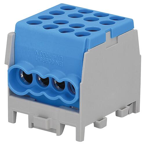 Domino couleur: bleu, 2x entrées 25mm² 6x sorties 16mm², 1 pôle