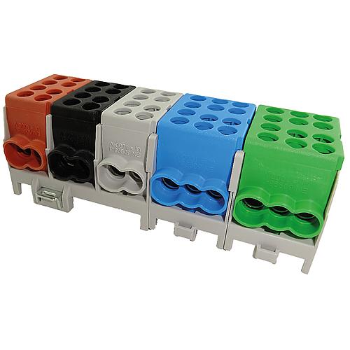 Main conductor (branch terminals) brown,black,grey,blue,green 10xinput 25mm²/14xoutput 16mm²