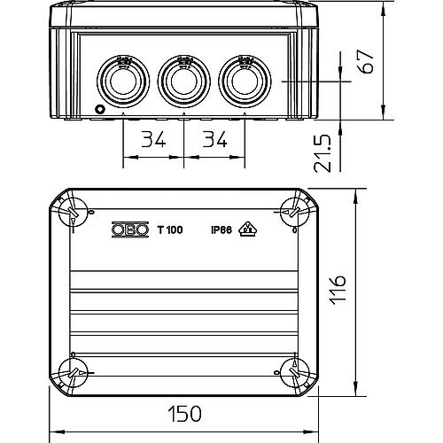 Junction box thermoplastic, 10 x M25, IP 66 type T 100, light grey / 1 pc.