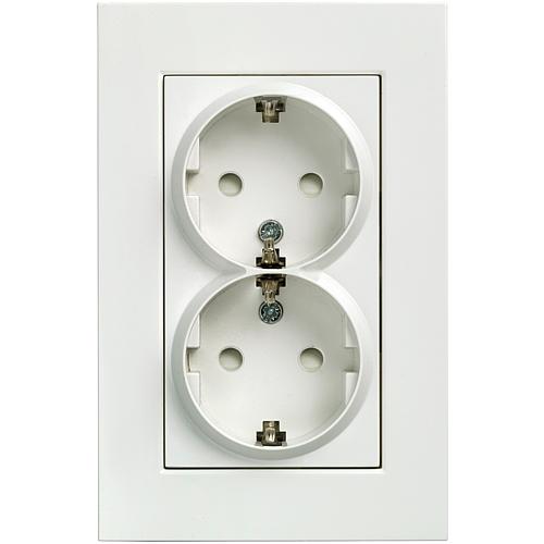 Earthed double socket Siemens with increased contact protection, 125x81.2 mm, titan white