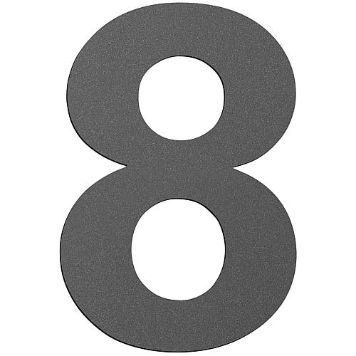 House number plate large "8" anthracite, stainless steel