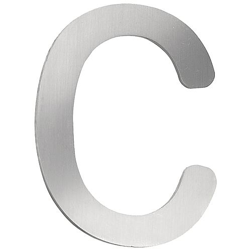 House number plate small "c", stainless steel