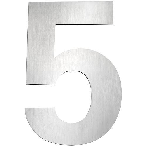 House number plate large "5" stainless steel