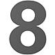 House number plate large "8" anthracite, stainless steel