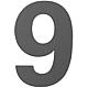 House number plate large "9" anthracite, stainless steel