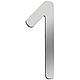 House number plate small "1", stainless steel