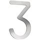 House number plate small "3", stainless steel