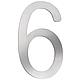 House number plate small "6", stainless steel