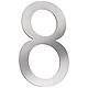 House number plate small "8", stainless steel