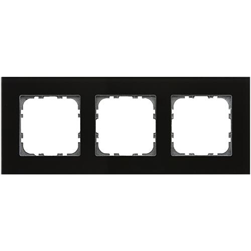 Cadre en verre bouton-poussoir triple pour programmes de 55 mm, noir