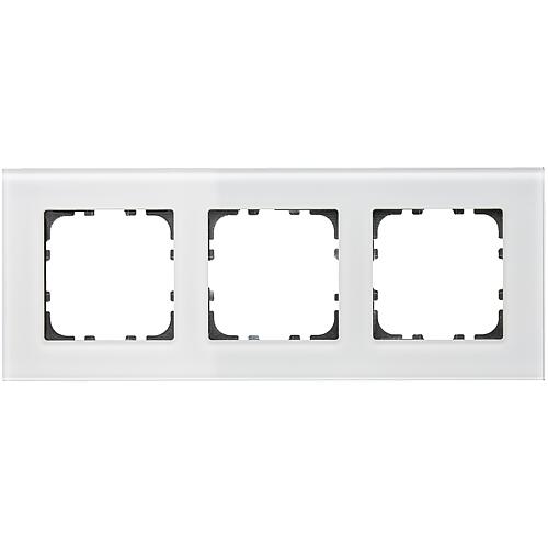 Glass frame for 3x button for 55 mm programmes, white