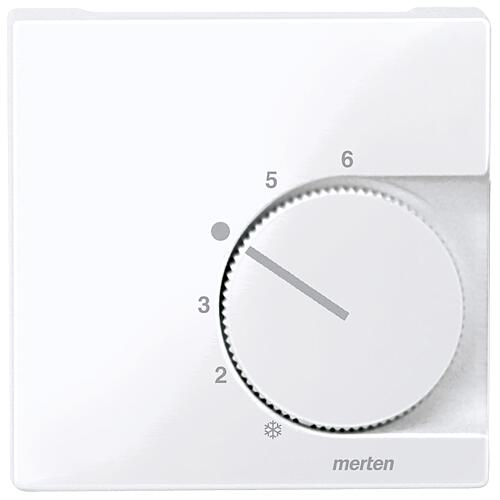 System M, central plate for room thermostat with changeover contact Merten, active white gloss