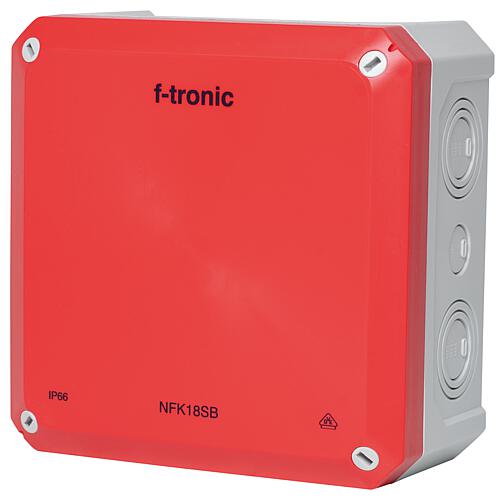 FR junction box 180x180x93 mm, knock-out openings IP66, PS, grey/red, safety lightg.