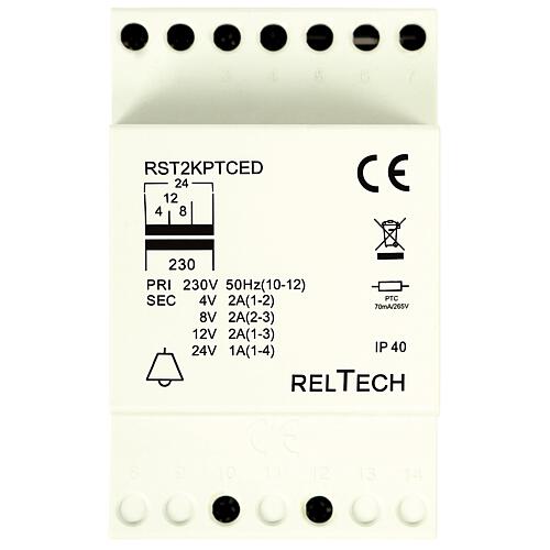 Safety transformer 4-8-12-24V/2-2-2-1A 100%ED, RST2KPTCED