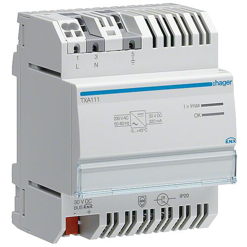 Hager power supply with output and throttle KNX REG Standard 1