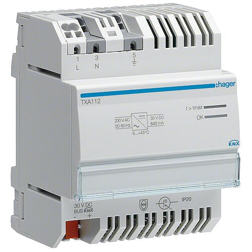 Hager Alimentation avec sortie et self 640mA KNX REG TXA112