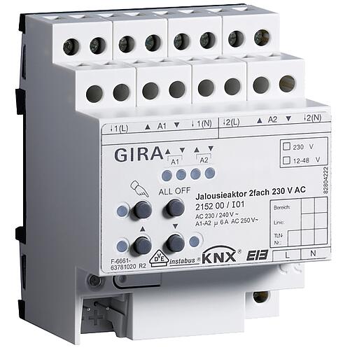 GIRA blind actuator 2-way 230V AC with manual actuation KNX REG Standard 1