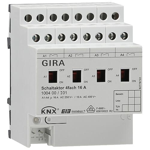 Actionneur de commutation GIRA 16A avec commande manuelle KNX REG Standard 1