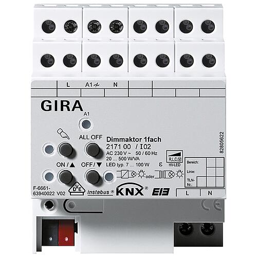 GIRA dimming actuator 1-way KNX 20-500 W/VA KNX REG Standard 1