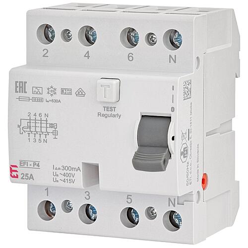 ETI RCD switch EFI-P4, 4-pole, 25A, 0.3A, type A, undelayed