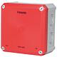 FR junction box 140x140x81 mm, knock-out openings IP66, PS, grey/red, safety lightg.