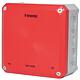 FR junction box 180x180x93 mm, knock-out openings IP66, PS, grey/red, safety lightg.