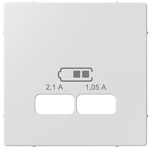 Central plate for USB charging station insert, active white glossy