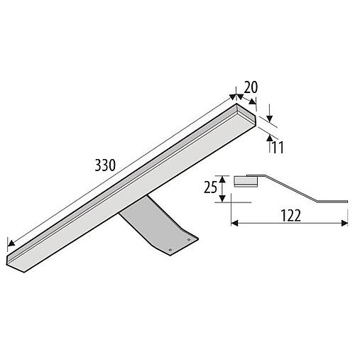 Furniture light 330, LED 2.44 W, 20 LED aluminium, 1 m supply cable