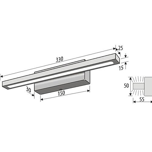 Wall light, LED 4.88 W, 40 LED aluminium, lighting on one side