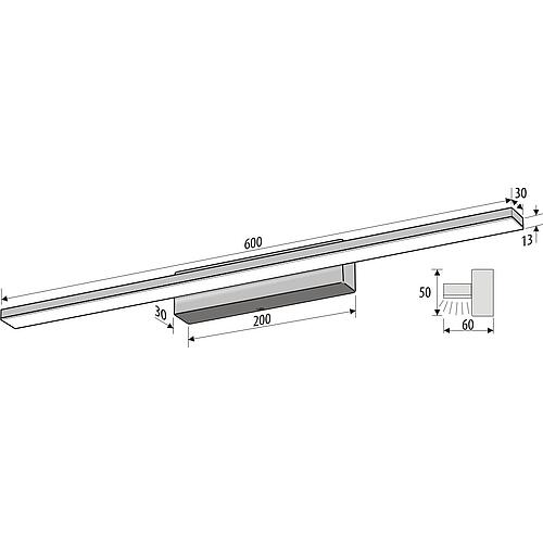 Wall light, LED 8.78 W, 72 LED aluminium, lighting on one side