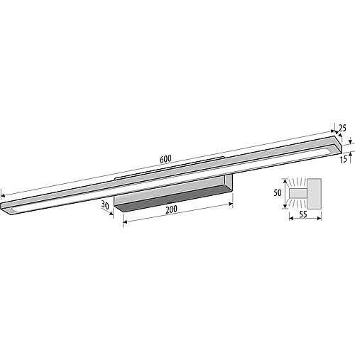 Wall light, LED 8.78 W, 72 LED aluminium, lighting on one side