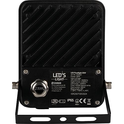 LED spotlight - 30W 3600lm 4000K IP54 - Black