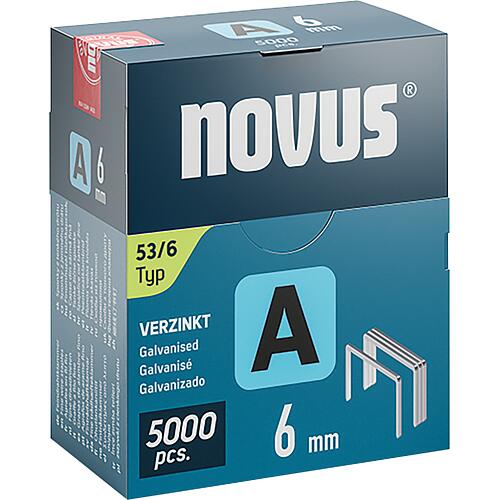 Fine wire staple Novus type A 53/6 galvanised, super hard Standard 1