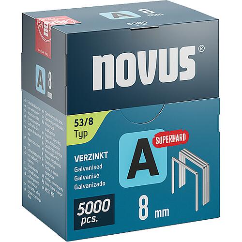 Fine wire staple Novus type A 53/8 galvanised, super hard Standard 1