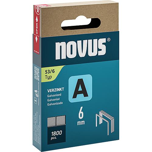 Fine wire staple Novus type A 53/6 galvanised, hard Standard 1