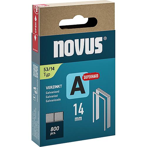 Fine wire staple Novus type A 53/14 galvanised, super hard Standard 1