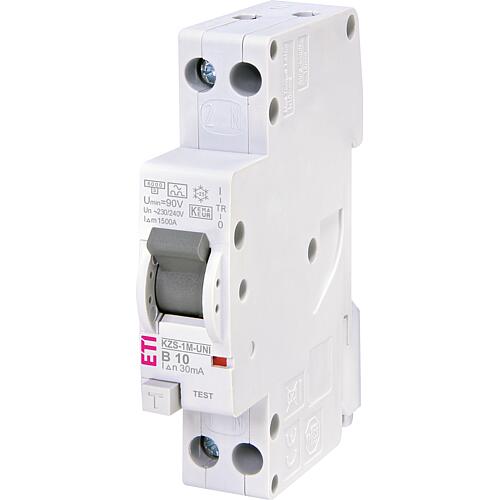 Interrupteur FI/LS KZS-1M-UNI, 1 pôle+N dans 1 TE, B10A, 30mA, 6kA